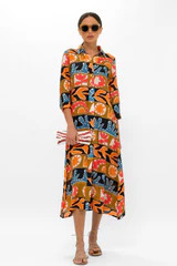 Shirt Dress Midi- Canyon Red | Oliphant Design