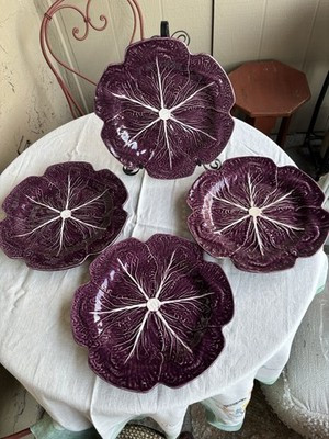 FOUR Rare Bordallo Pinheiro Cabbage PURPLE 12" Charger Dinner Plates | eBay US
