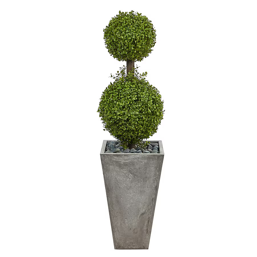 Nearly Natural 48-in Green Indoor/Outdoor Floor Boxwood Artificial tree | Lowe's