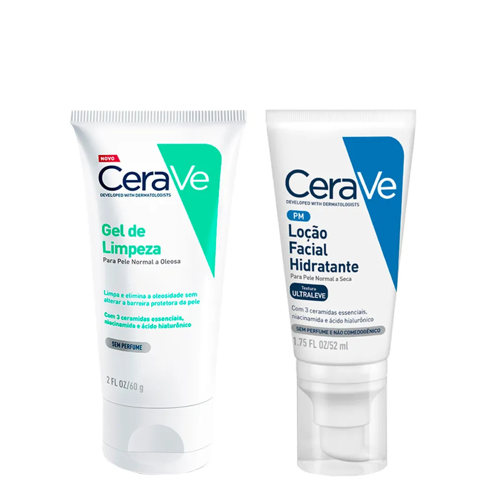 Kit Cerave Facial - Loção Hidratante 52 ml + Gel De Limpeza 60 g | Amobeleza (BR)