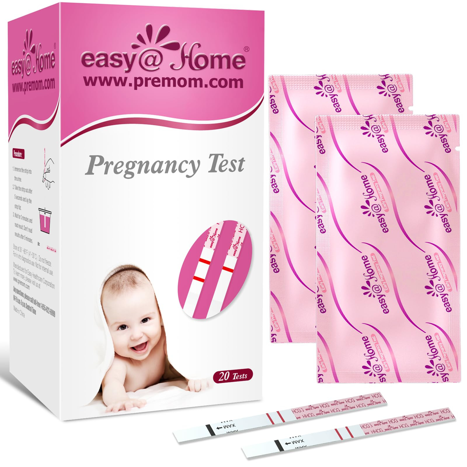 Easy@Home Pregnancy Test Strips Kit, 20 Pack Early Detection hCG Tests - Bulk Pregnancy Strips - ... | Amazon (US)
