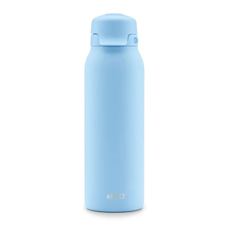 Ello Flip & Fill 32 oz Stainless Steel Water Bottle with Flip-Top Lid and Straw, Blue | Walmart (US)