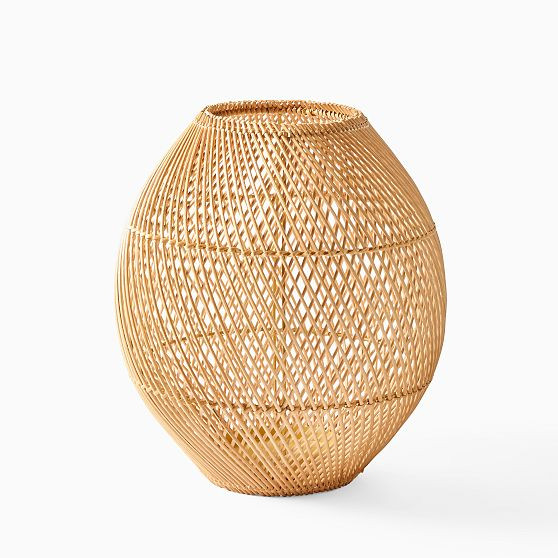 Wicker Globe Hurricanes Natural Wicker Medium, 13.25""h | West Elm (US)
