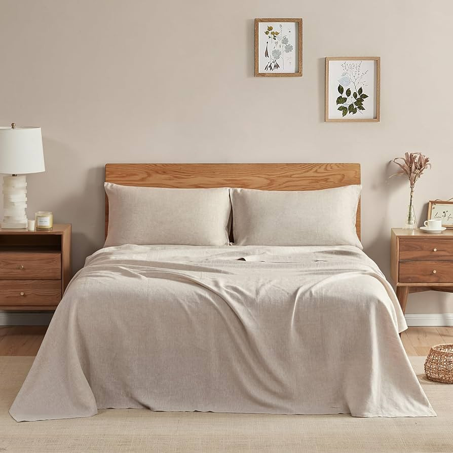 DAPU Pure Linen Sheets Set, 100% French Linen from Normandy, Breathable and Durable for Hot Sleep... | Amazon (US)