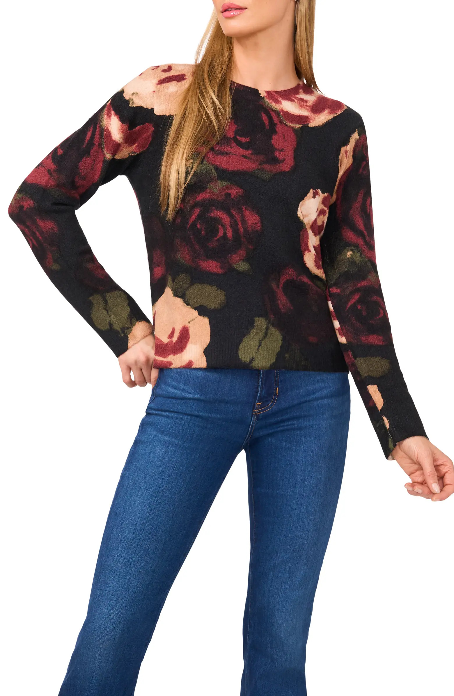 Floral Print Crewneck Sweater | Nordstrom