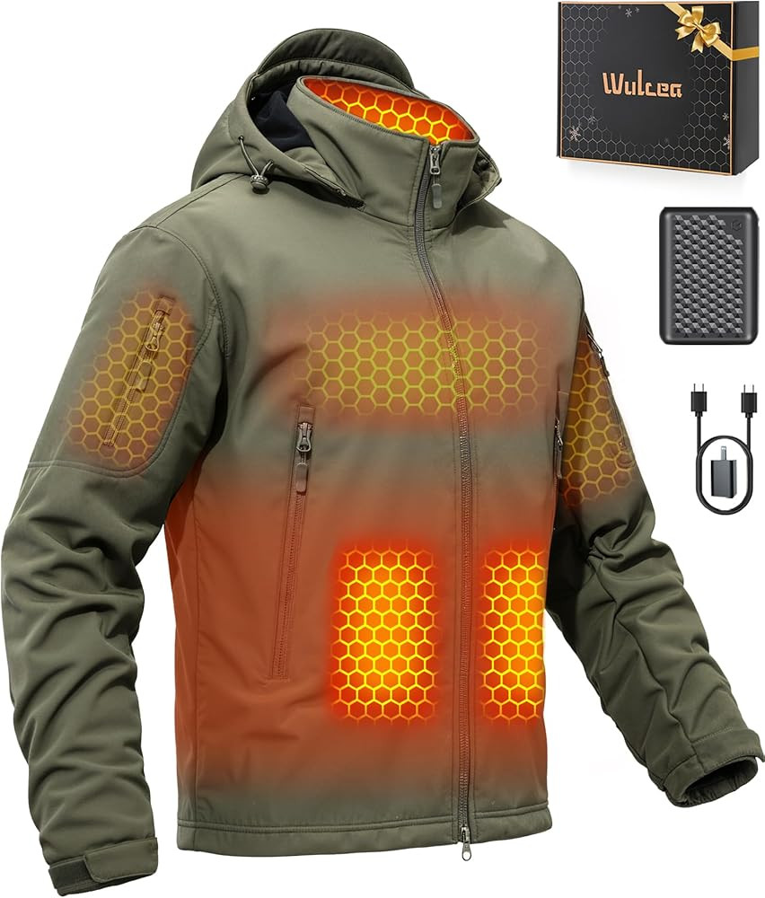 Wulcea Graphene Heated Soft Shell Jacket for Men 12V 18400mAh Large Capacity | Amazon (US)