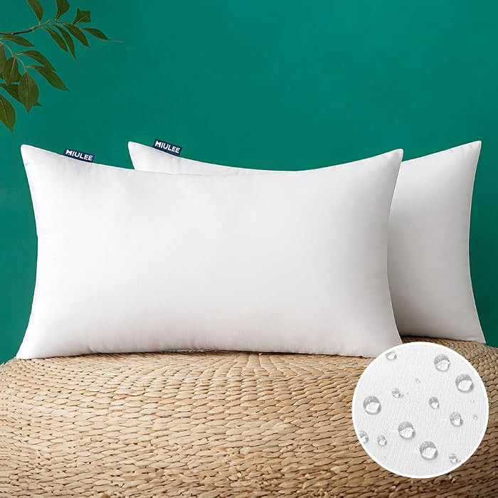 MIULEE Pack of 2 12x20 Inch Outdoor Pillow Inserts Waterproof Decorative Throw Pillow Insert, Rec... | Amazon (US)