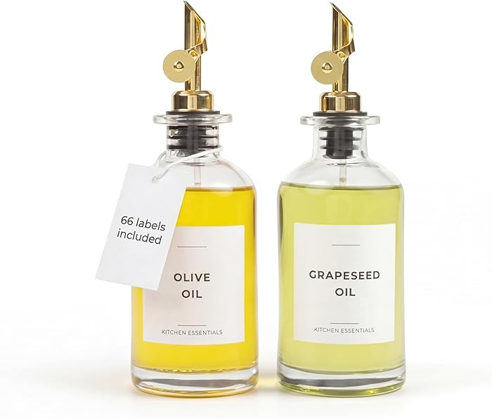 Spaceneat Oil Dispenser for Kitchen - Glass Olive Oil Bottle Set of 2 (11.8oz) with Gold Weighted... | Amazon (CA)