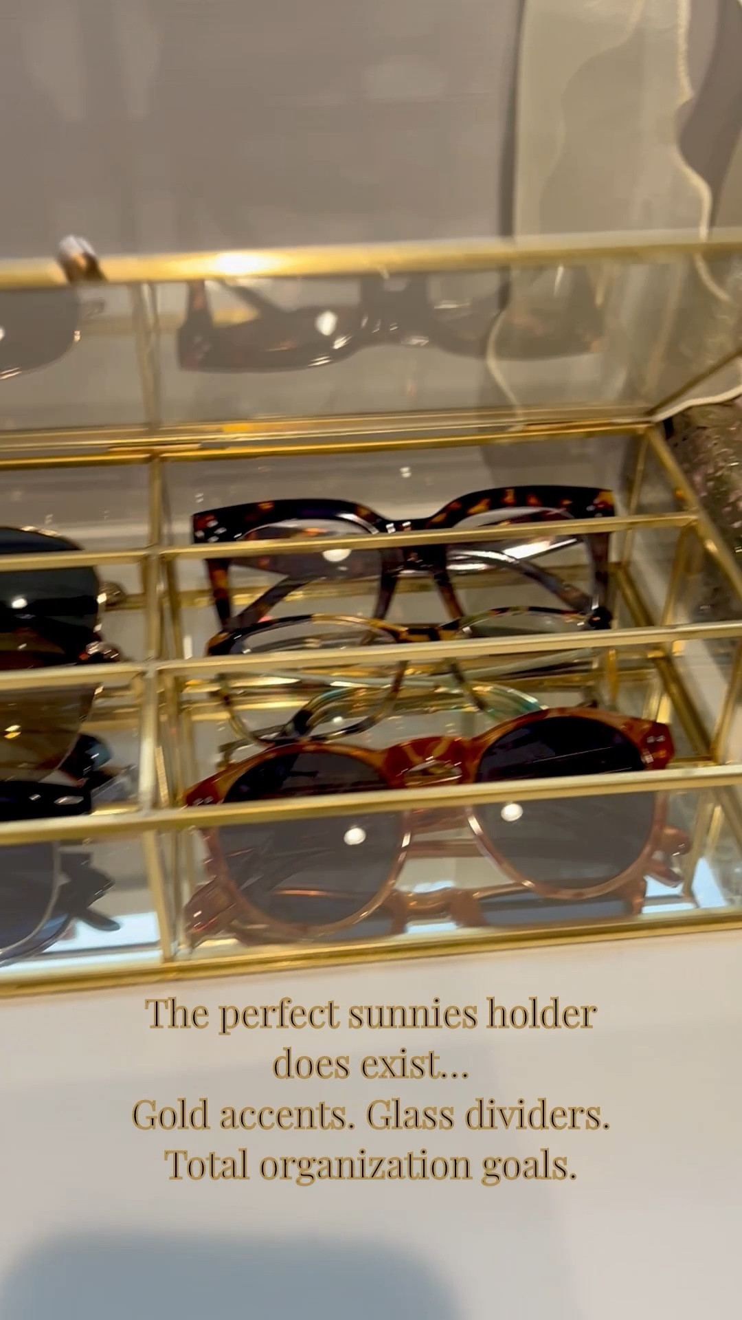 Can confirm: the perfect sunnies + jewelry holder does exist.
This chic gold + glass organizer with six compartments keeps everything visible and gorgeous. I use it for my sunglasses, dainty necklaces, and everyday rings—so good for vanity or closet shelves.

#LTKFindsUnder50 #LTKBeauty #LTKHome