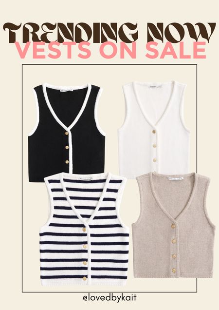 SALE on vests! Trending item and lots of sizes still available. Layering piece perfect for summer, fall, spring or winter to layer! Sophisticated or edgy, this knit vest is the perfect trending outfit piece! 

#LTKFindsUnder100 #LTKWorkwear #LTKStyleTip