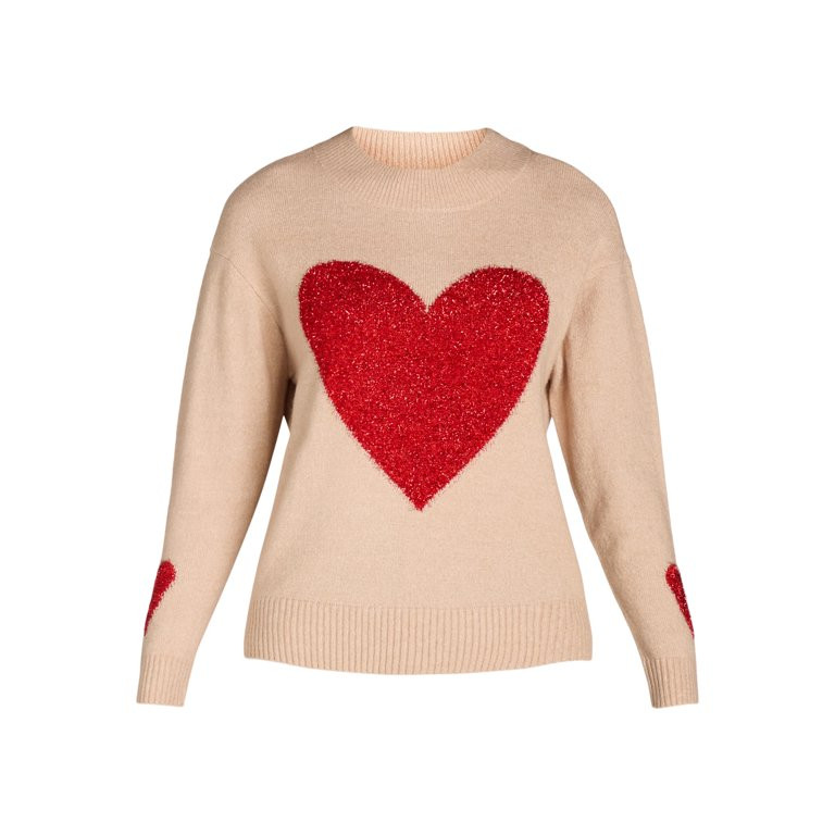 99 Jane Street Women's Heart Pullover Sweater, Midweight, Sizes XS-XL | Walmart (US)