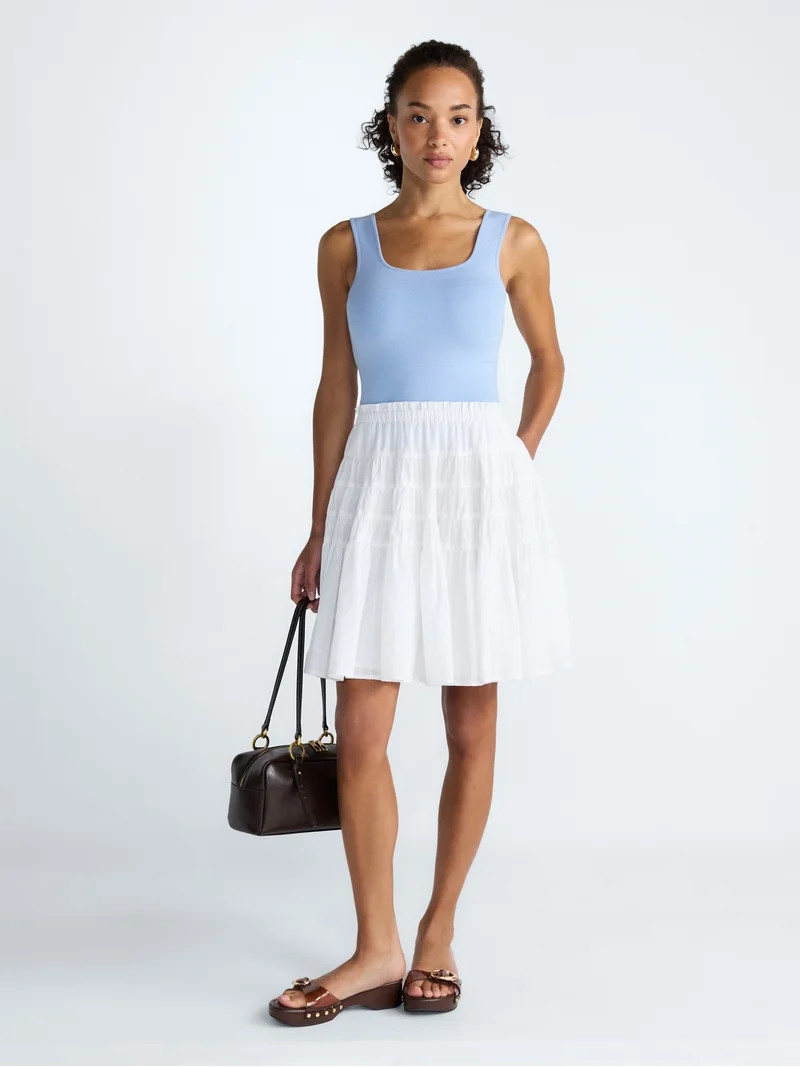 Scoop Women\u2019s Tiered Cotton Skirt, Sizes XS-4X | Walmart (US)