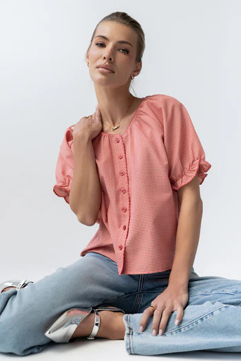 Benny Gingham Blouse in Pink | Böhme US