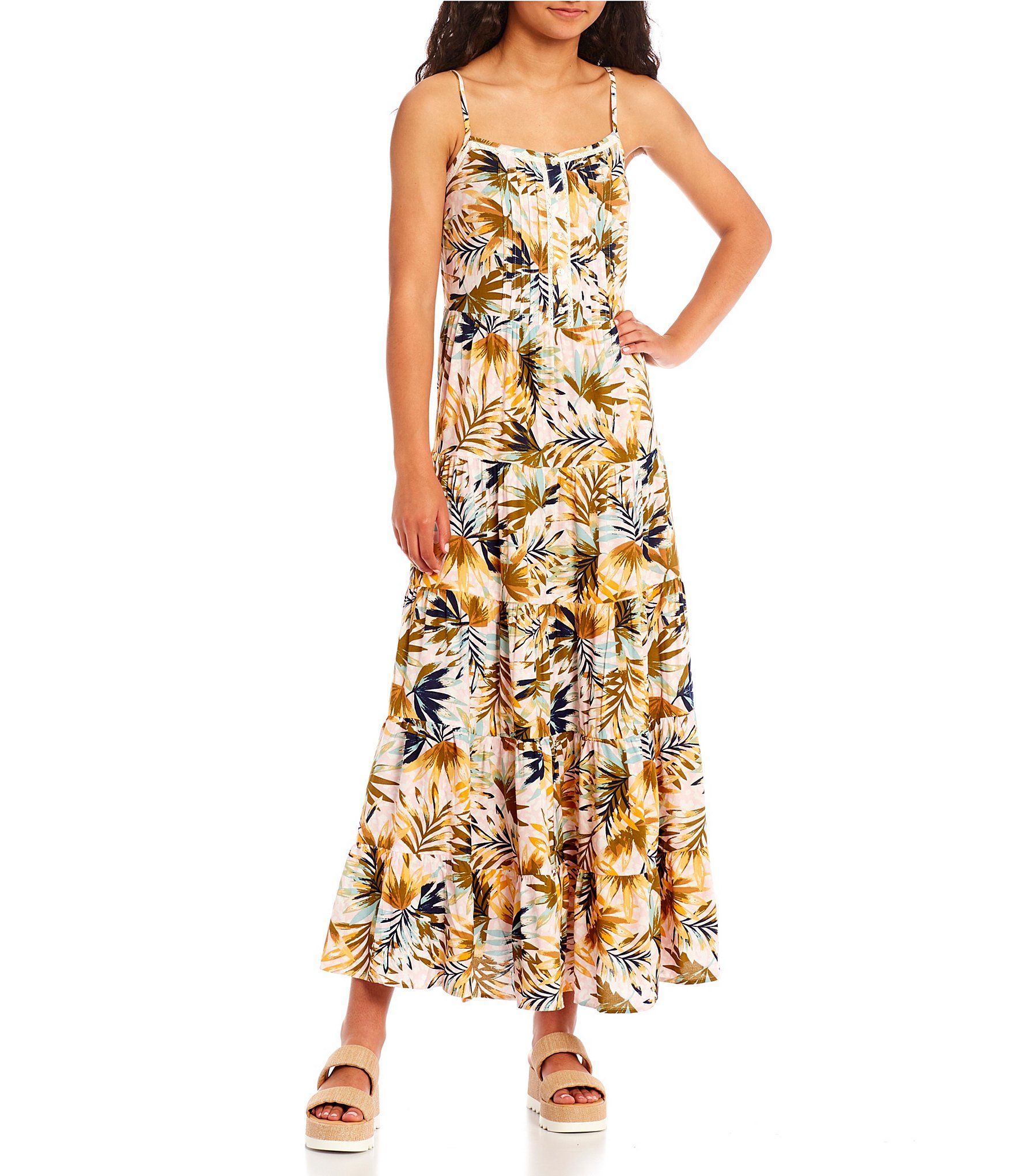 Alanis Bay Breeze Tropical Floral Tiered Maxi Dress | Dillard's