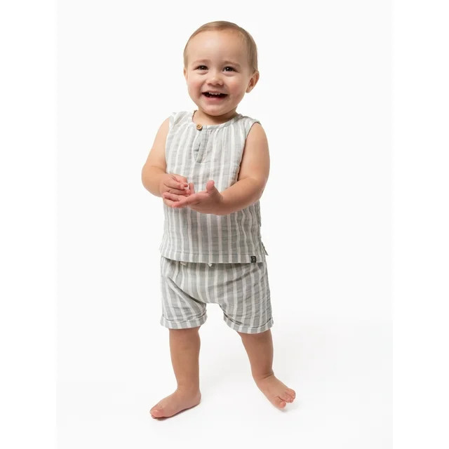 Modern Moments by Gerber Baby Boy Casual Sleeveless Top and Short Outfit Set, Sizes 0/3 Months - ... | Walmart (US)