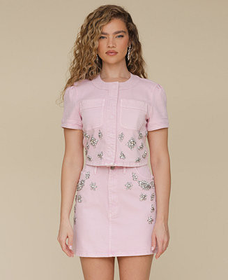 Avec Les Filles Women's Rhinestone-Trim Cropped Top - Macy's | Macy's