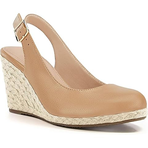 Juliet Holy Womens Wedge Sandals Espadrilles Closed Toe Slingback Buckle Strap Comfortable Casual... | Amazon (US)
