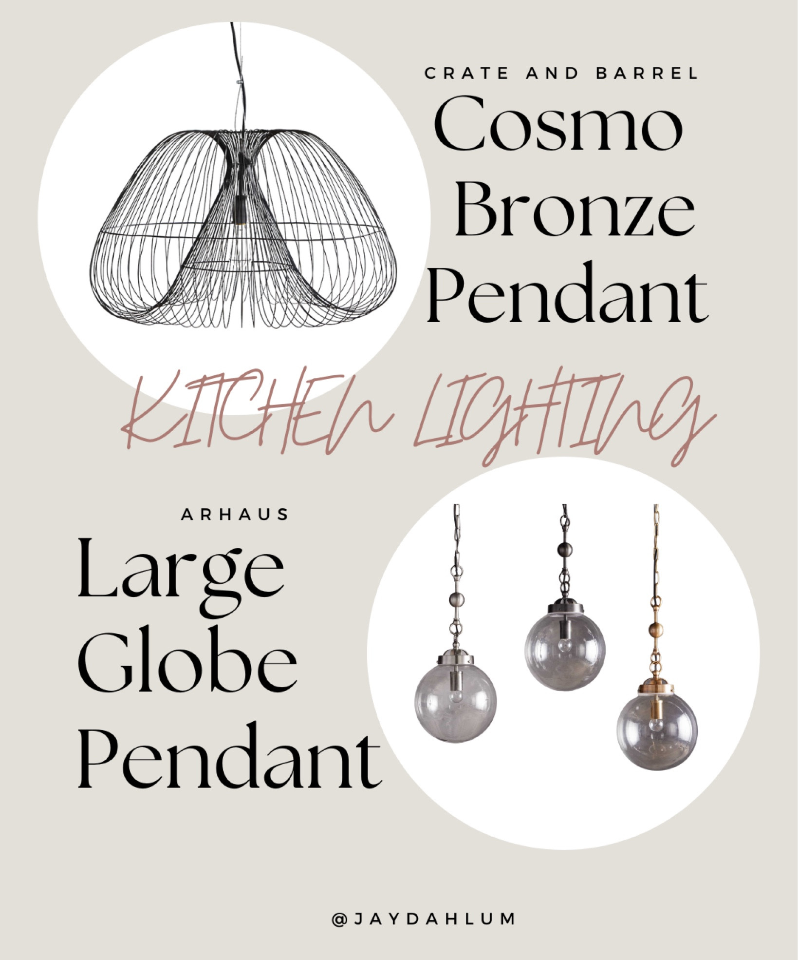My Kitchen Lighting! I love to mix metals and styles 😍The globe pendants are sophisticated while the Cosmo pendants adds the element of fun 🖤

#LTKhome
