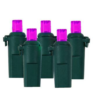 Sienna 1 in. Pinkish-Purple LED Wide Angle Christmas Lights with Green Wire (Set of 60) 24615438 ... | The Home Depot