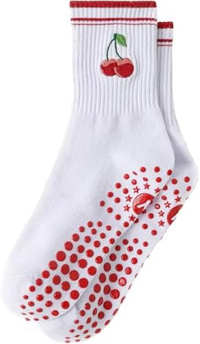 Yawlsow Pilates Grip Socks for Women Yoga Grippy Socks Cute Barre Non Skid Athletic Crew Sticky S... | Amazon (US)