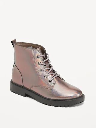 Faux-Leather Lace-Up Combat Boots for Girls | Old Navy (US)