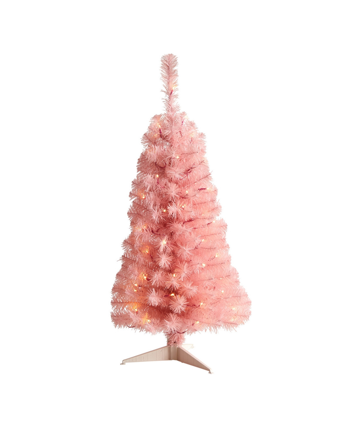 Pink Artificial Christmas Tree with 50 Led Lights and 118 Bendable Branches, 3' - Pink | Macy's