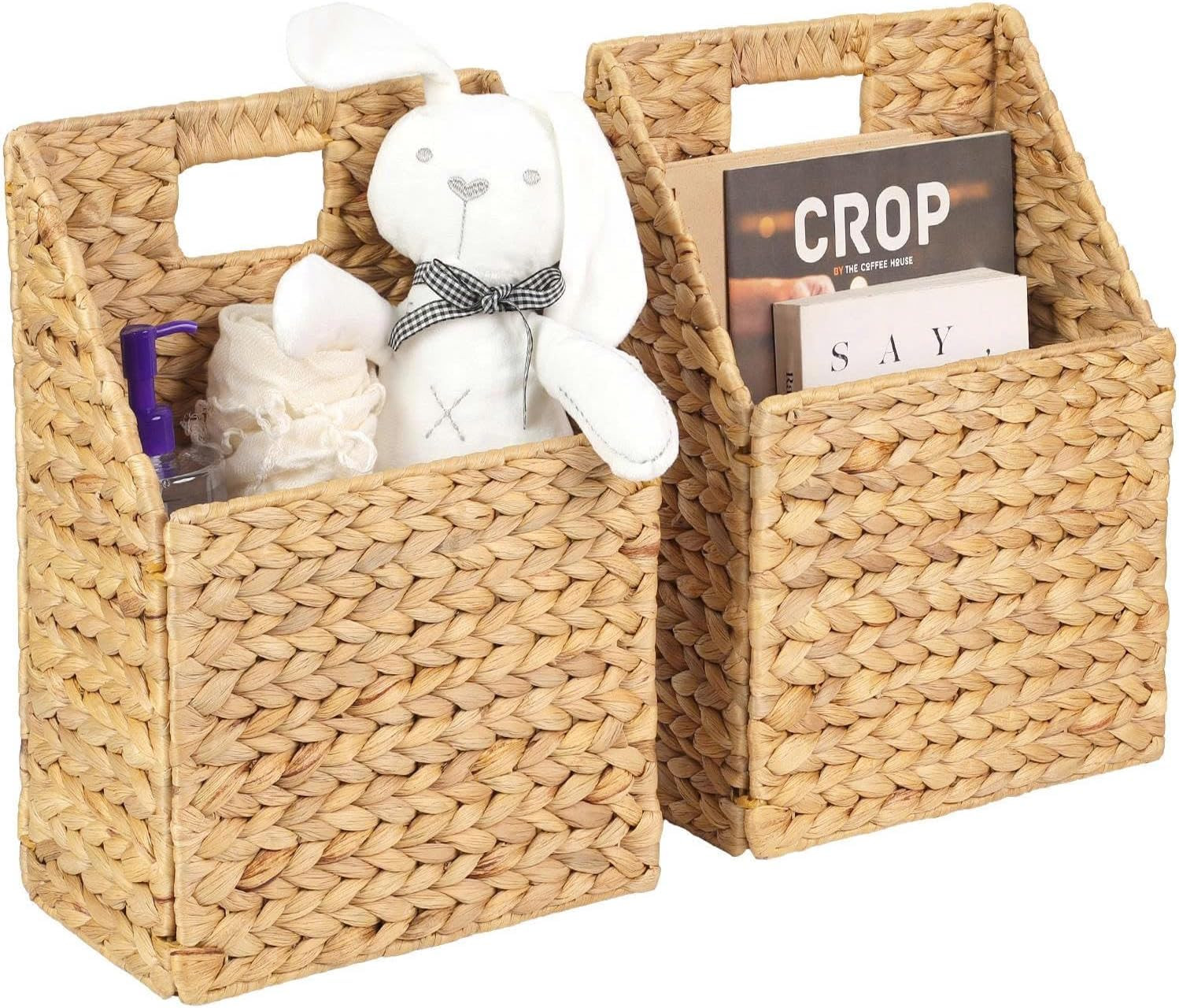 Wicker Hanging Storage Basket (10,5"Lx6,5"Wx13"H), Set of 2 Wall Baskets, Water Hyacinth Baskets,... | Amazon (US)