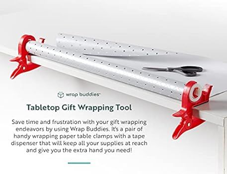 Wrap Buddies Tabletop Gift Wrapping Tool - Two Clamp Solution w/Integrated Tape Dispenser To Secu... | Amazon (US)