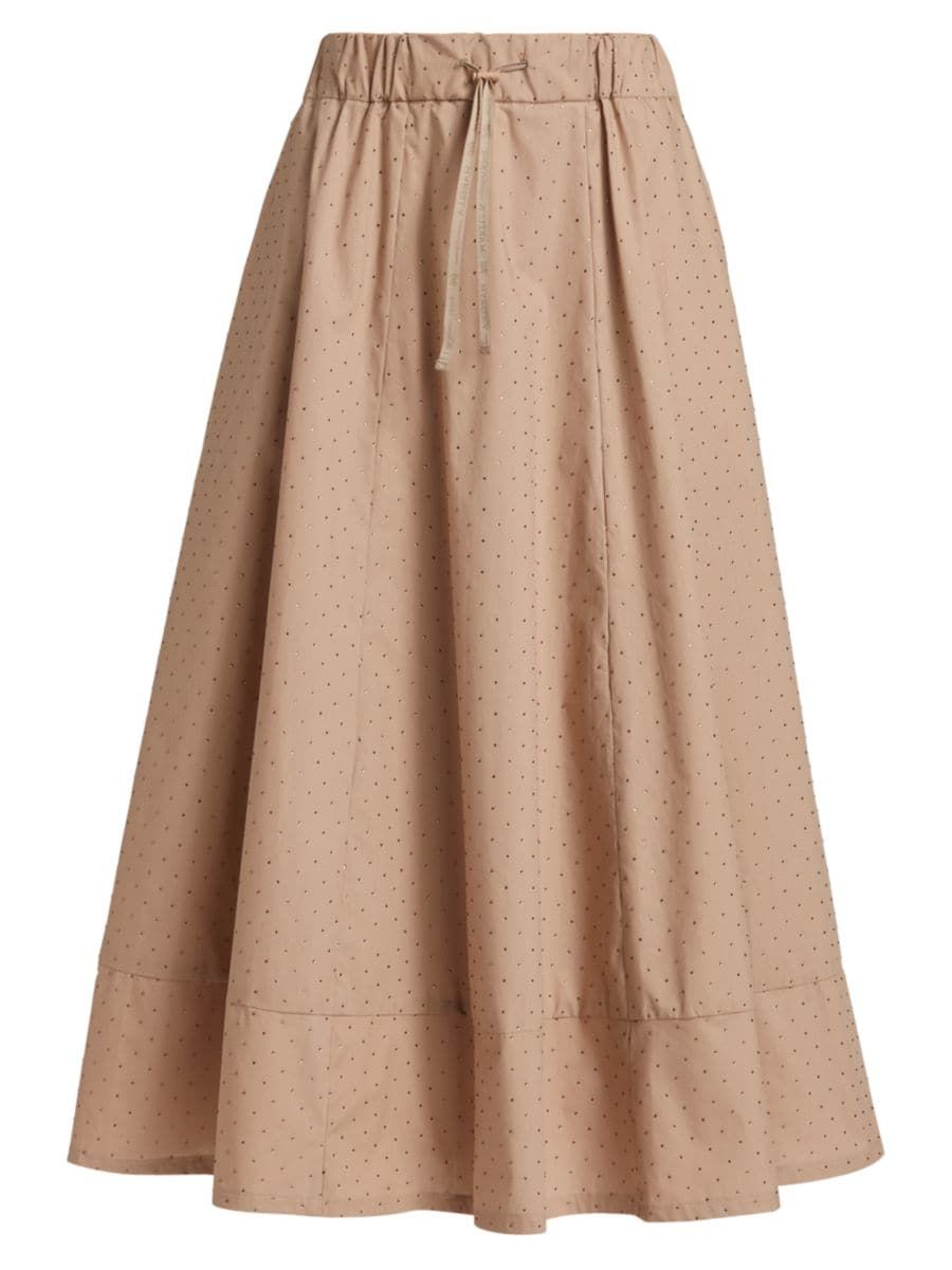Giralda Poplin Crystal Midi Skirt | Saks Fifth Avenue