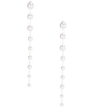 Southern Living x Borrowed Blue Pearl Statement Linear Earrings - Pearl | Dillard's