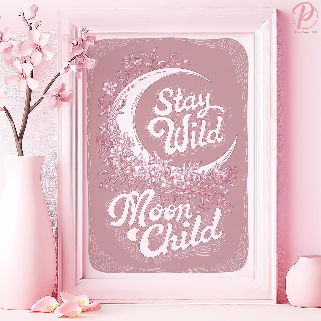 Stay Wild Moon Child Art Poster or Canvas Wall Art for Bohemian Bedroom Floral Whimsical Typograp... | Etsy (US)