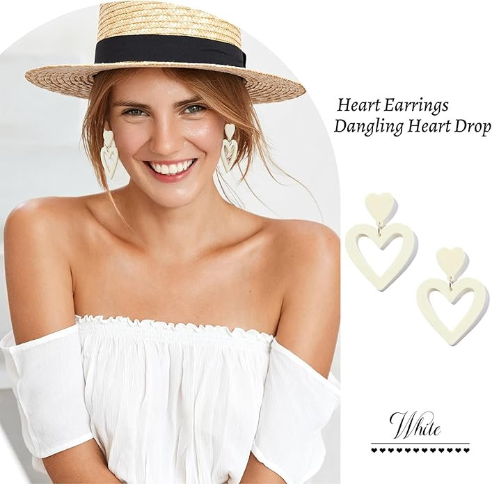 Heart Earrings Y2K Love Heart Big Hoop Cute Fun Dangle Earrings | Amazon (US)