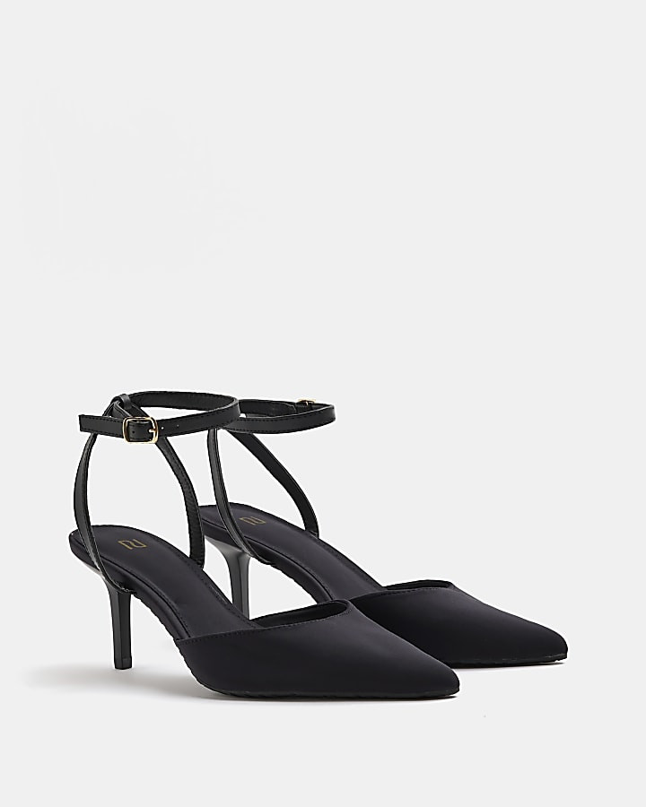 Black wide fit heeled court shoes | River Island (UK & IE)