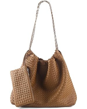 Leather Drawstring Bag Tote Handbag Shoulder Bag for Women | Amazon (US)