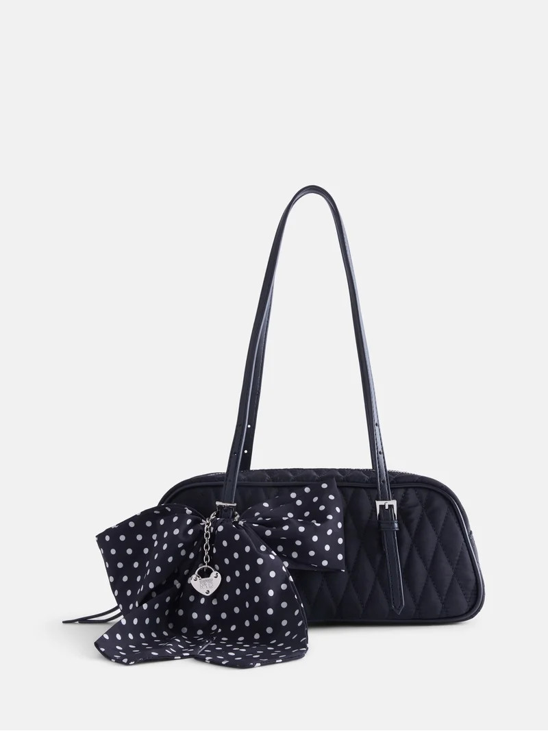 Madden NYC Women's East West Bowling Bag, Black Quilted | Walmart (US)
