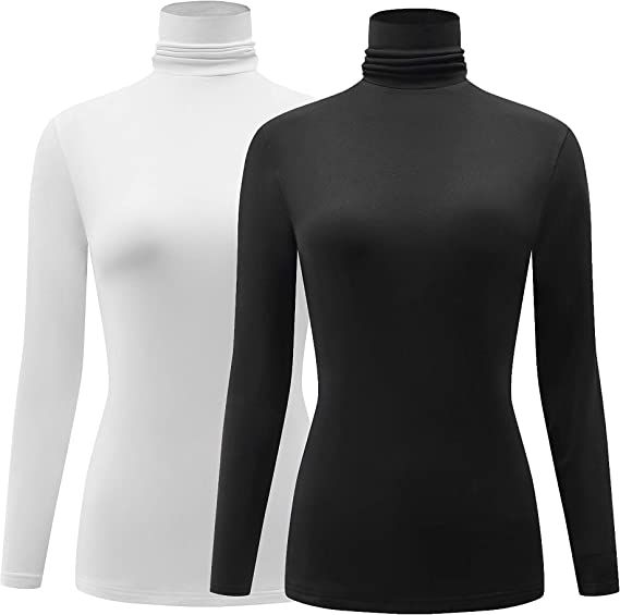 KLOTHO Casual Turtleneck Tops Lightweight Long Sleeve Soft Thermal Shirts for Women | Amazon (US)