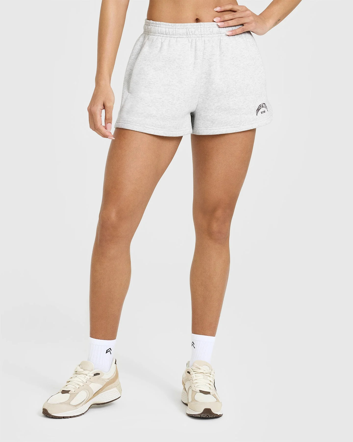 Foundations Oversized Shorts With Printed Graphic 
 Light Gray Marl | Oner Active (UK / US)