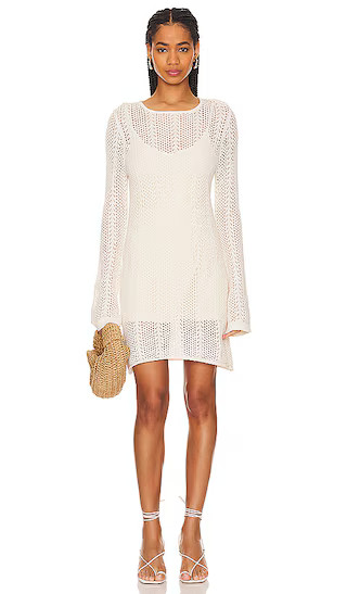 Arlo Mini Dress in Ivory | White Crochet Dress White Sheer Dress White Dress Beach White Beach Dress | Revolve Clothing (Global)
