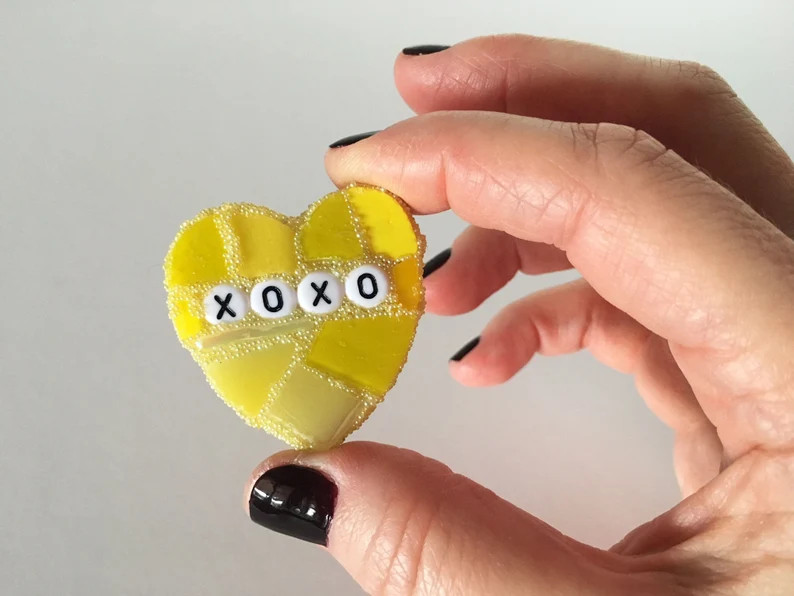 Small Yellow Conversation Heart xoxo Love Glass Tile Stained Valentines Day Galentines Mosaic Hea... | Etsy (US)