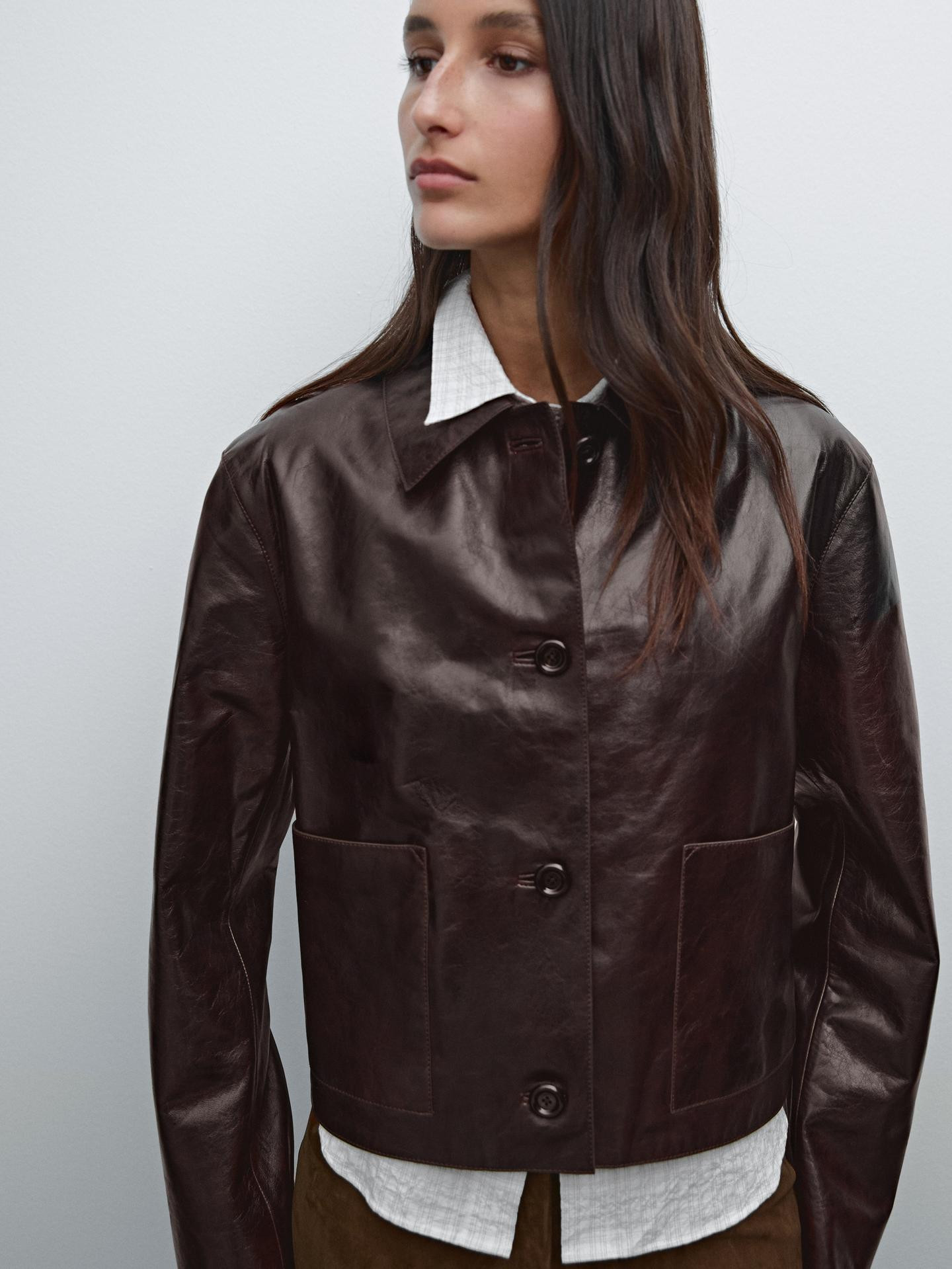 Nappa leather crunch jacket £299.00 | Massimo Dutti UK