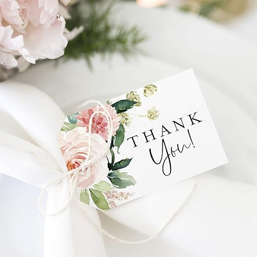Bliss Collections Boho Floral Favor Thank You Tags — Greenery, Pink Blush Flower Design, Perfec... | Amazon (US)