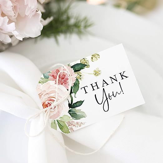 Bliss Collections Boho Floral Favor Thank You Tags — Greenery, Pink Blush Flower Design, Perfec... | Amazon (US)