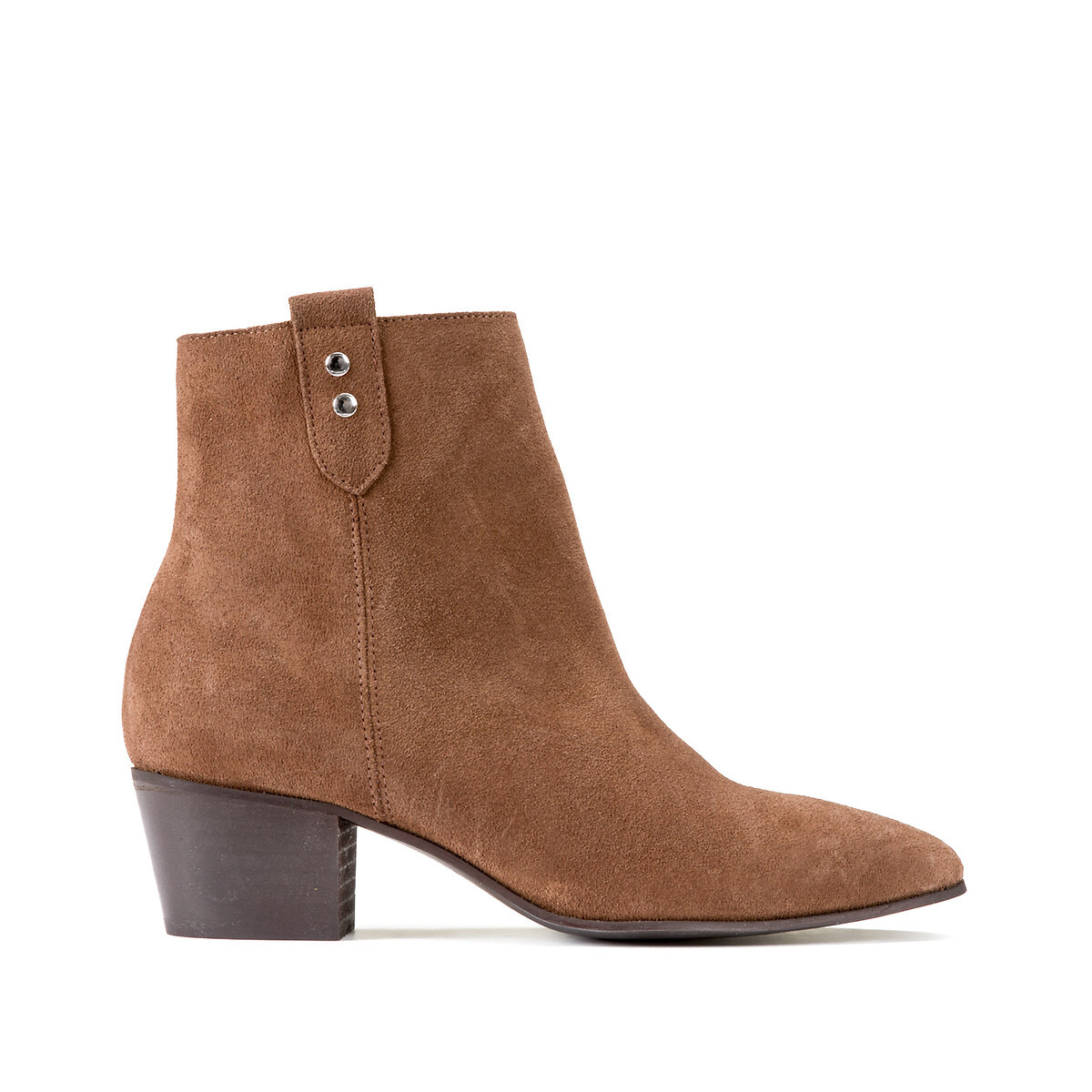 Suede Ankle Boots with Block Heel | La Redoute (UK)