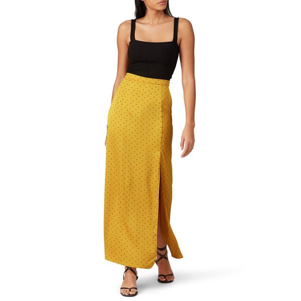 BCBGMAXAZRIA Yellow Slit Midi Skirt yellow | Rent the Runway