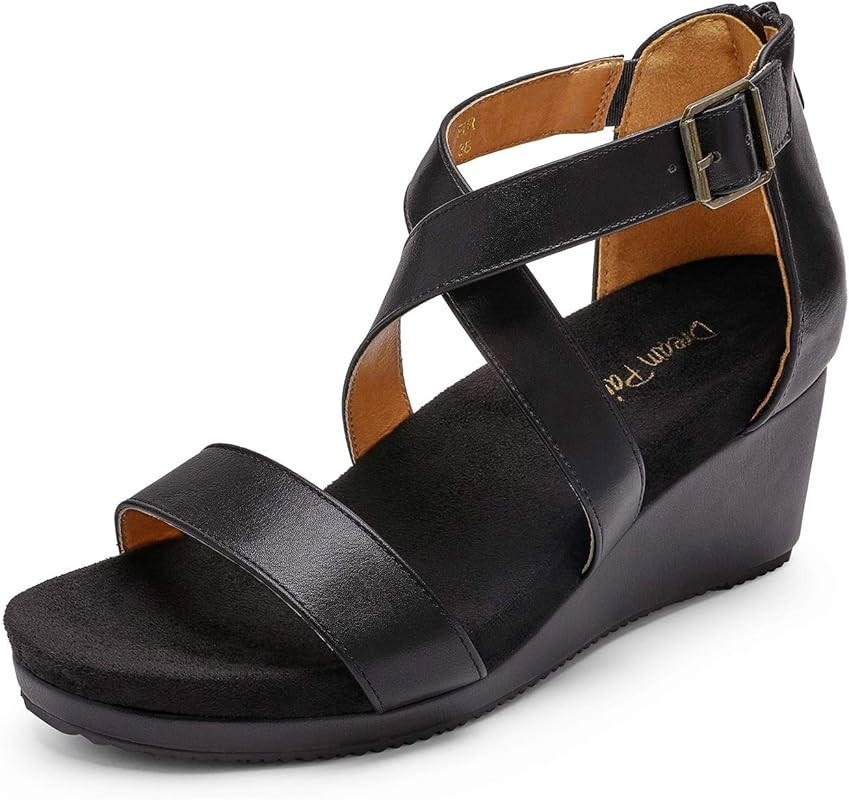DREAM PAIRS Women's Open Toe Buckle Ankle Strap Summer Platform Wedge Sandals | Amazon (US)