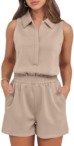 ANRABESS Romper for Womens 2026 Summer Dressy Casual Sleeveless V Neck One Piece Short Jumpsuit L... | Amazon (US)
