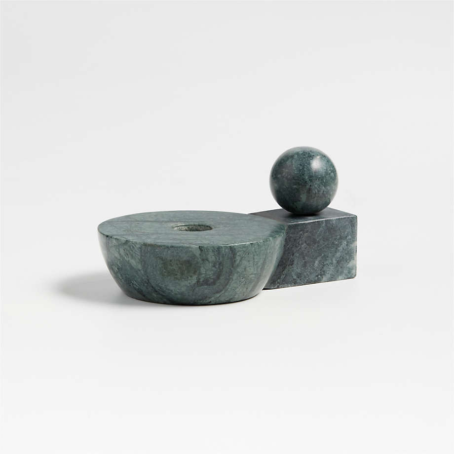 Noyau Green Marble Taper Candle Holder by Athena Calderone + Reviews | Crate & Barrel | Crate & Barrel