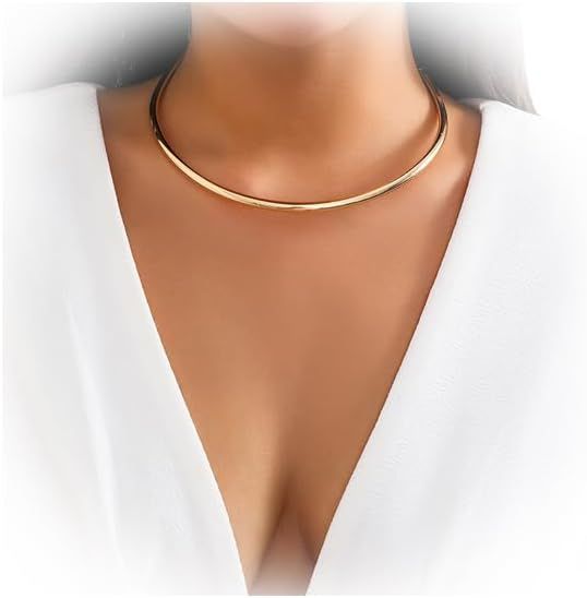 Simple Metal Collar Necklace Open Round Clavicle Chain Summer Beach Body Chain Jewelry Festival S... | Amazon (US)