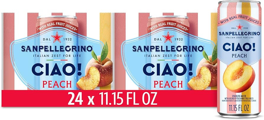 Sanpellegrino CIAO Peach Sparkling Water, Low-Calorie Italian Sparkling Water with Real Fruit Jui... | Amazon (US)