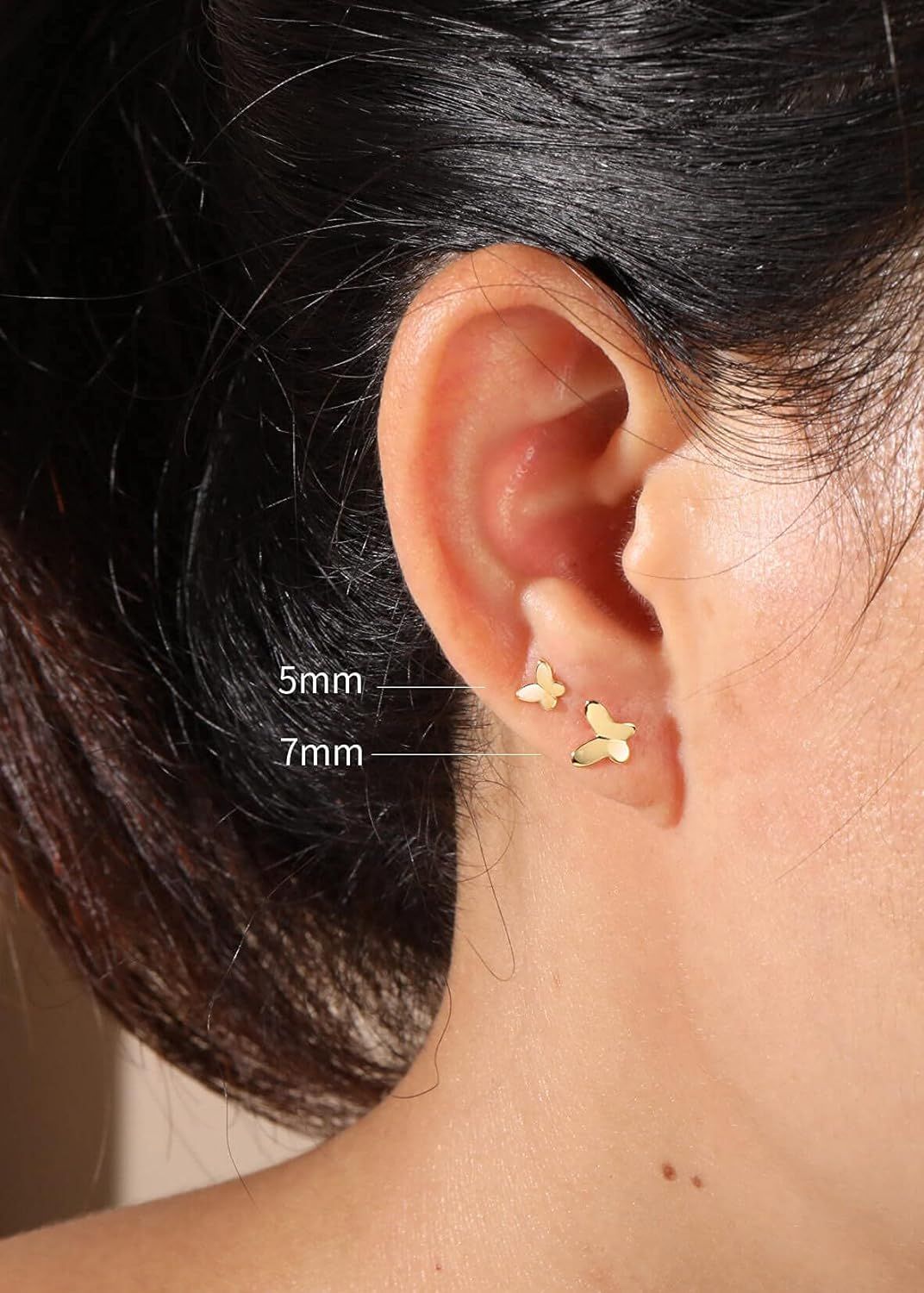 Butterfly Earrings Sterling Silver Tiny Butterfly Stud Earrings for Women Gold Minimalist Earring... | Amazon (US)